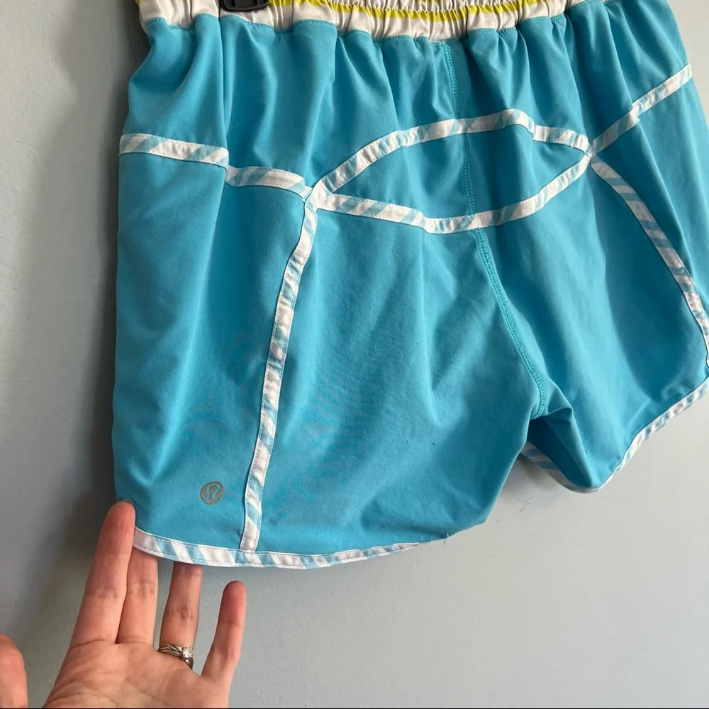 Lululemon Tracker Short 4" Blue/Yellow/White Shorts - Picture 6 of 8
